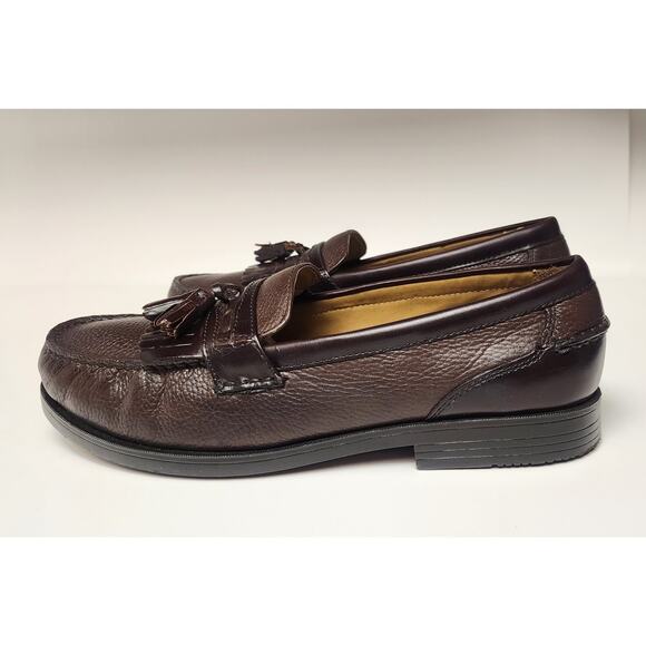 Chaps Men's Brown Leather Loafers tassels Dress Shoes size 12M - Picture 2 of 12